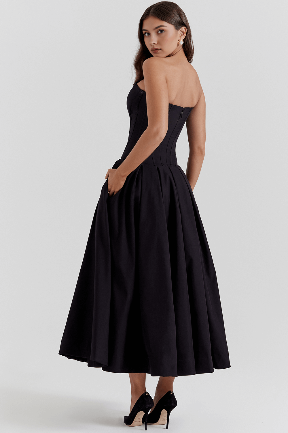 Strapless Corset A Line Dress - Elalia