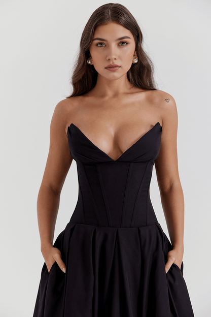 Strapless Corset A Line Dress - Elalia