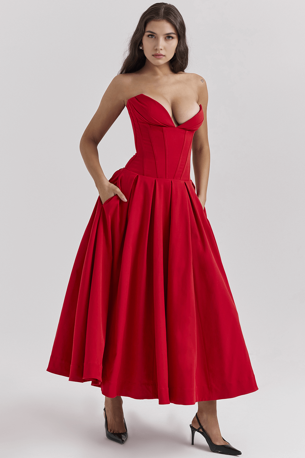 Strapless Corset A Line Dress - Elalia