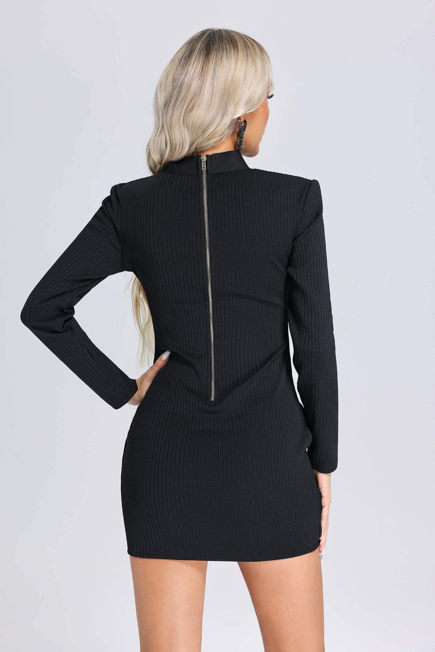 Long Sleeve Sexy Black Mini Dress - Naya