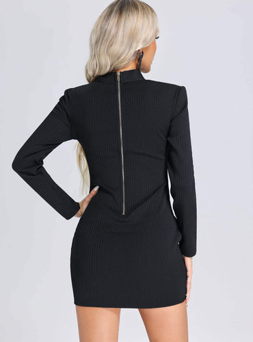 Long Sleeve Sexy Black Mini Dress - Naya