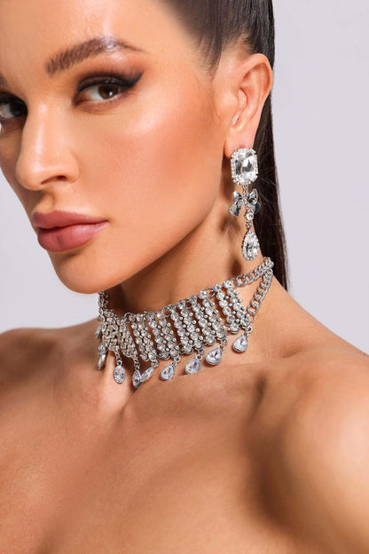 Layered Crystal Drop Choker - Amara