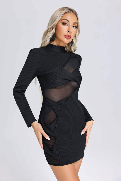 Long Sleeve Sexy Black Mini Dress - Naya