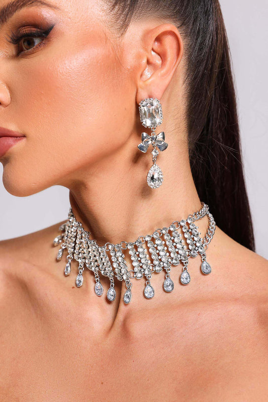 Layered Crystal Drop Choker - Amara