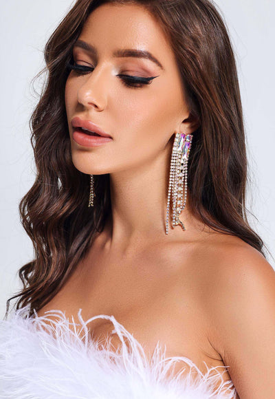 Rhinestone Tassel Earring - Shaira