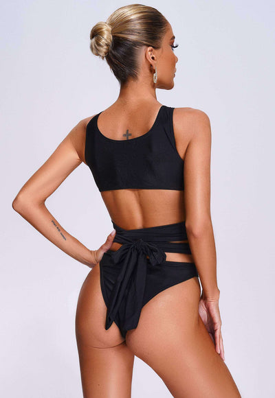 Sexy Black Knotted One Piece Swimsuit - Clea