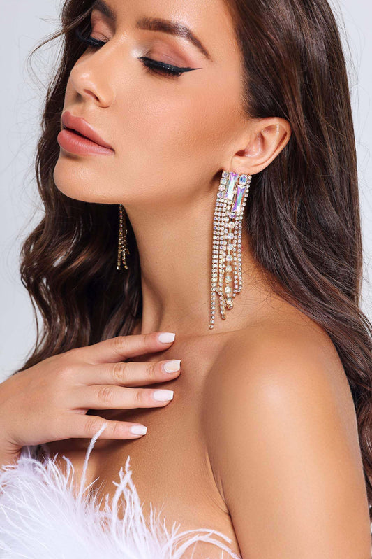 Rhinestone Tassel Earring - Shaira