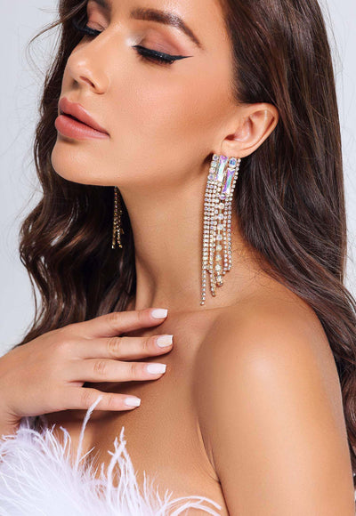 Rhinestone Tassel Earring - Shaira