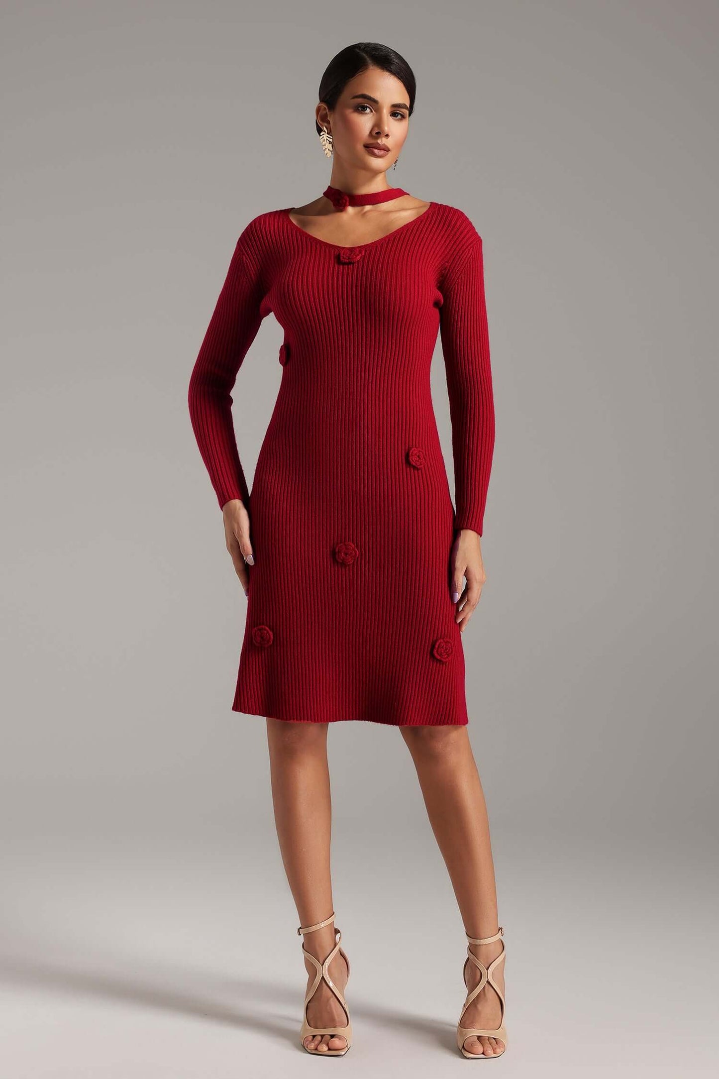 Knitted 3D Flower Dress - Kalie