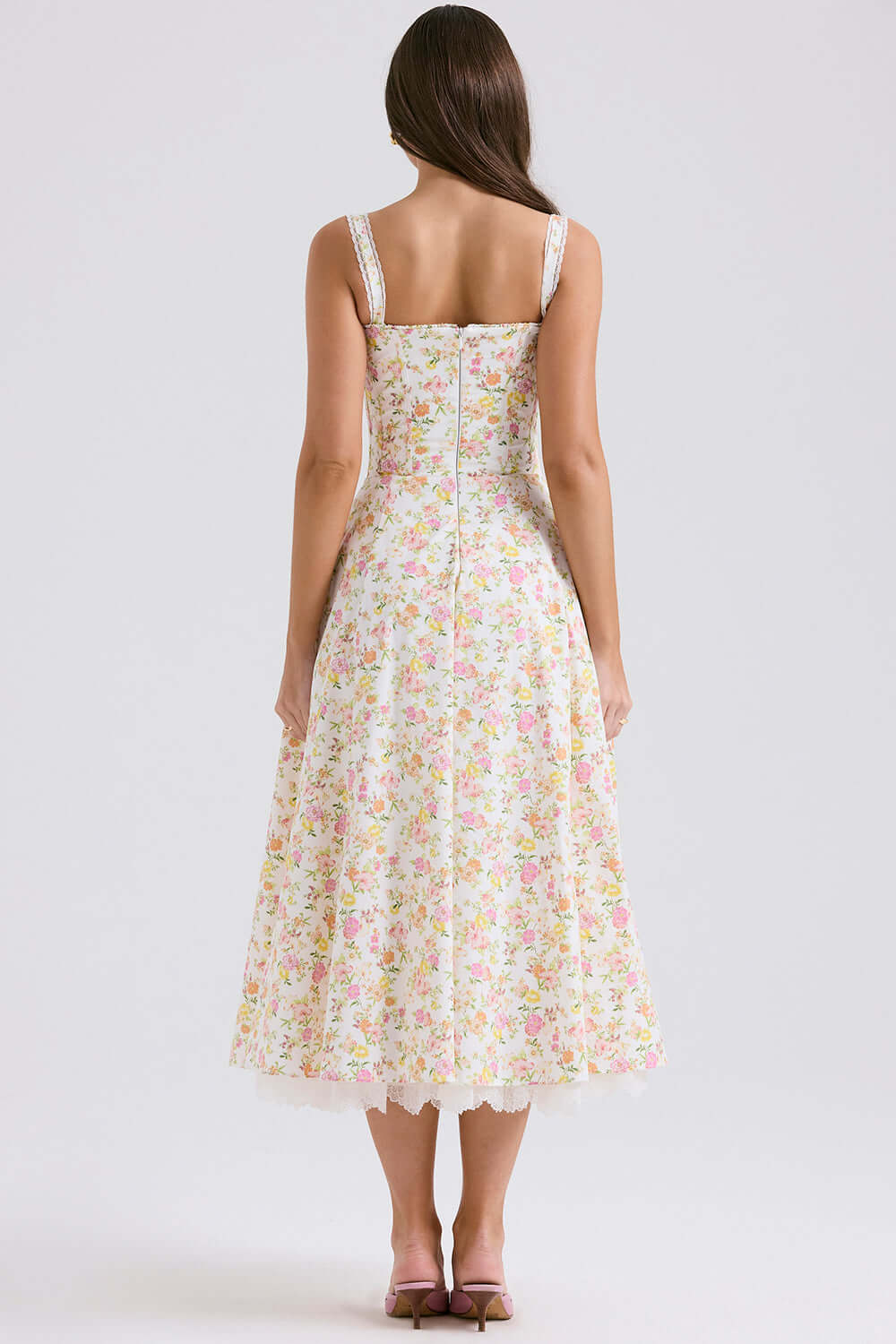 Lace Up Floral Strap Dress - Madala