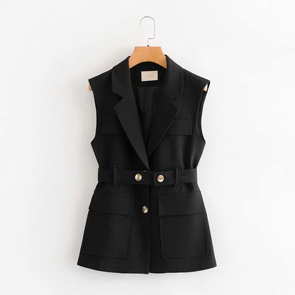 Casual Lapel Sleeveless Coat - Jessi