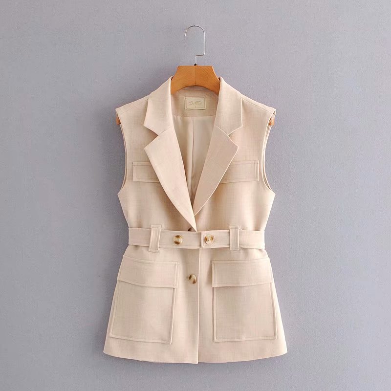 Casual Lapel Sleeveless Coat - Jessi