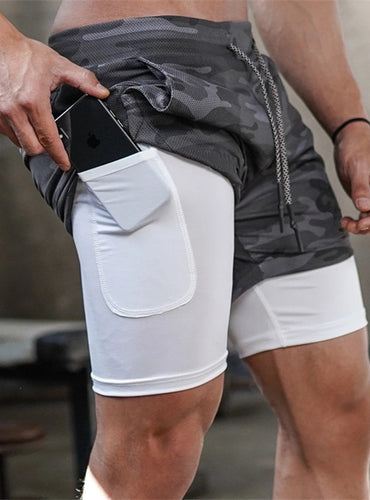 2 In 1 Double-deck Quick Dry Shorts - Wave