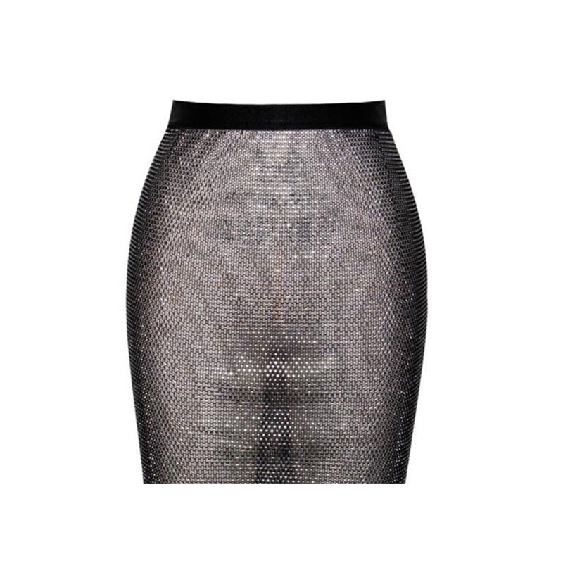 Above Knee Shiny Rhinestone Skirts - London