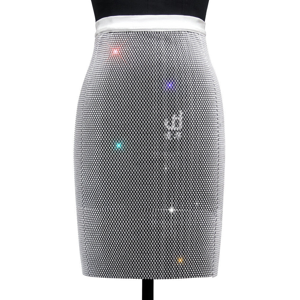 Above Knee Shiny Rhinestone Skirts - London