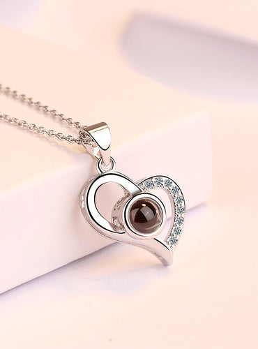 100 Languages Necklace With Rose - I Love You