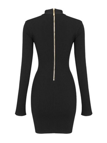 Long Sleeve Sexy Black Mini Dress - Naya