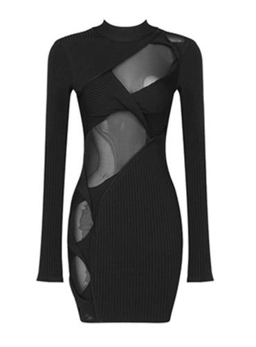 Long Sleeve Sexy Black Mini Dress - Naya