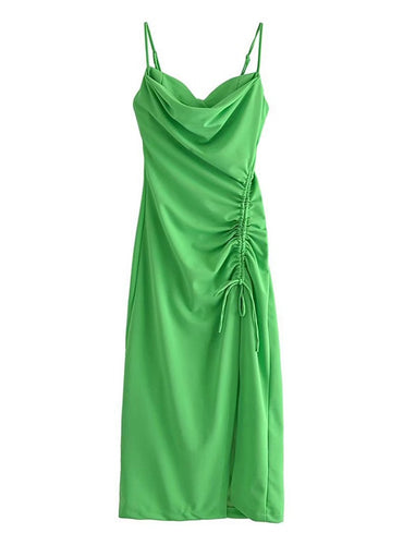 Elegant Slit Draped Dress - Naomi