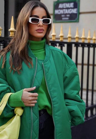 Chaqueta bomber con bolsillo sólido - Camila 