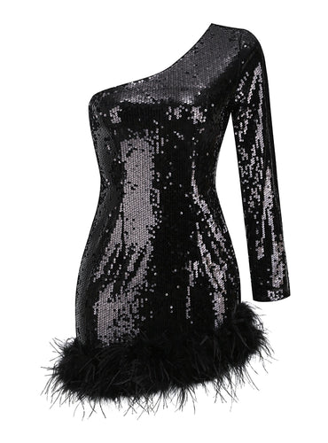 Luxury Sequins One Shoulder Dress - Alma