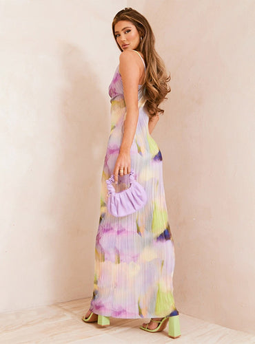 Elegant Printed Pleated Dress - Elle