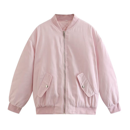 Solid Pocket Bomber Jacket - Camila